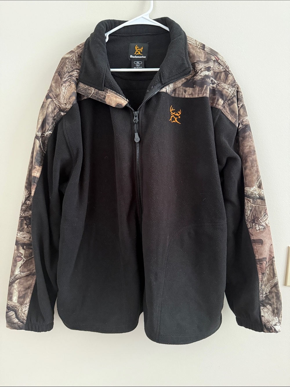 Buckmaster Black Fleece Jacket with Camo Sleeves